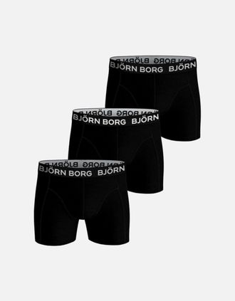 Bj&ouml;rn Borg Mens 3-Pack Large Logo Boxer Briefs, Black - Black/Black - Size: 39/38/32