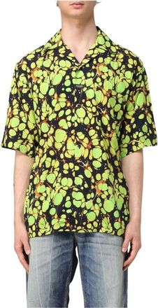 Martine Rose Overhemden, Heren, Groen, S, Groene Marmerprint Shirt