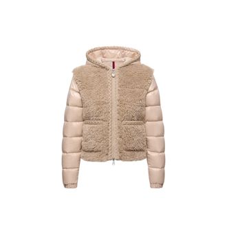 Moncler Plantay Hooded Teddy Short Down Jacket Beige Size 00