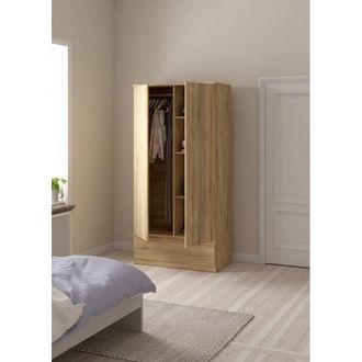 Dmora Armario Multiusos 2 Puertas Germano, Tiradores Incluidos, Puertas De Madera Nobilitada, Color Marr&oacute;n, 98.9x200.6h Cm Marr&oacute;n