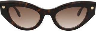 Alexander McQueen 52mm Cat Eye Sunglasses in Havana Havana Brown at Nordstrom Rack