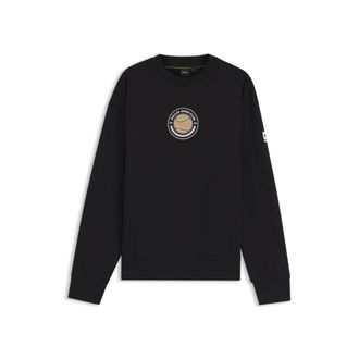 BOSS Cotton-terry sweatshirt with tennis artwork