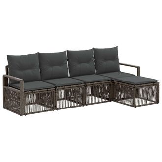 vidaXL Conjunto De Sof&aacute;s De Jard&iacute;n 4 Pcs Gris Rat&aacute;n Sint&eacute;tico Vidaxl
