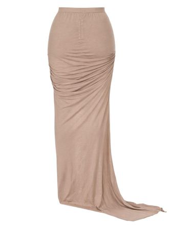 Rick Owens Slit Maxi Cotton Skirt - Beige