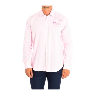 La Martina Long Sleeve Shirt - Heren - Casual Overhemden - Roze - S - Katoen - Overhemden