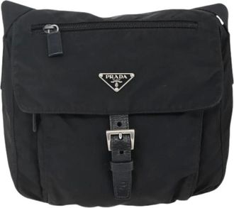Prada Vintage, unisex, Zwart, ONE Size, Nylon, Pre-owned Vintage Nylon Cross Body Bag