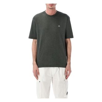 C.P. Company T-Shirts, male, Gray, Size: XL Logo Tee