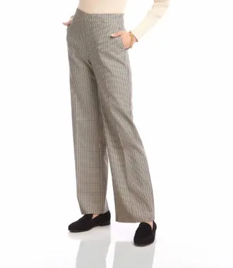 Karen Kane Soraya Straight Leg Trousers In Cream And Black