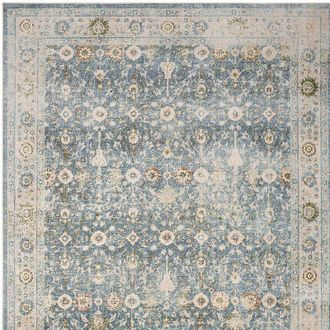 Frontgate Savoy Washable Rug - Blue/Beige, 53 x 7 - Frontgate