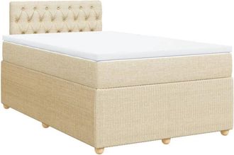 vidaXL Cama Box Spring Con Colch&oacute;n Tela Color Crema 120x190 Cm Vidaxl