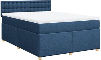 vidaXL Cama Box Spring Con Colch&oacute;n Tela Azul 140x200 Cm Vidaxl