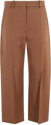 Marni Bruine Geplooide Broek met Zakken - Dames - Wijde Broeken - Bruin - XS - Wol - Broeken