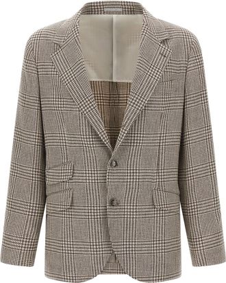 Brunello Cucinelli Houndstooth Blazer Multicolor-Uomo