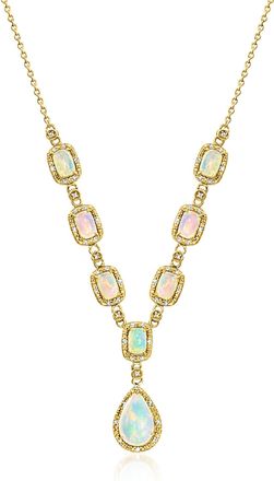 Ross-Simons Opal and. Diamond Y-Necklace in 18kt Gold Over Sterling