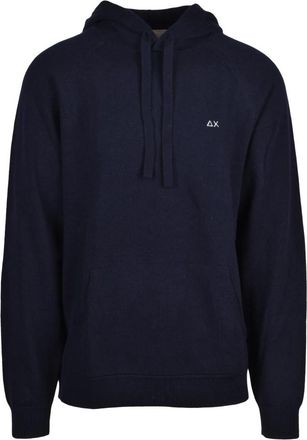 Sun 68 Gebreide Hoodie - Heren - Hoodies - Blauw - 2XL - Wol - Hoodies & sweatvesten