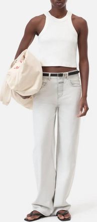 Closed Cropped Racer Tank In Ivory