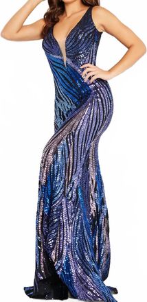 Jovani Sleeveless Long Prom Dress In Blue