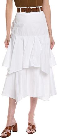 CeCe by Cynthia Steffe Tiered Denim Midi Skirt