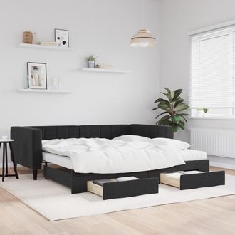 vidaXL Vidaxl - Sof&aacute; Cama Nido Con Cajones Terciopelo Negro 100x200 Cm