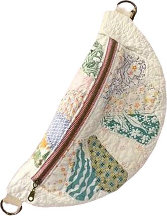 Generic Vintage-Inspired Patchwork Quilted Sling Bag, Lightweight Curved Design, Handmade Quilted Crossbody Shoulder Bag, Patchwork Quiltedd Sling Bags for Wo