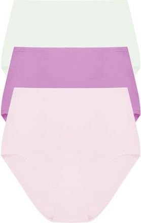 Natori Bliss Bare Cotton High Waist Brief 3-Pack in Iced Mint/wld Petal/msty Orchd at Nordstrom, Size Xx-Large