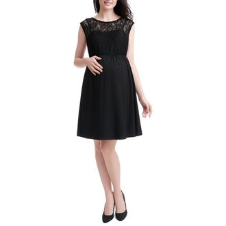 Kimi + Kai Genevieve Lace Maternity Dress in Black at Nordstrom, Size Medium