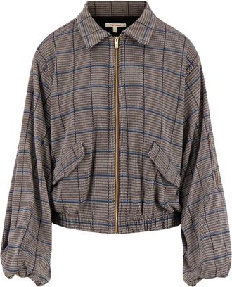 Zusss ruit jasje lange mouw - 0310-0034 - Dames - Bomber jackets - Bruin - M - Polyester - Jassen