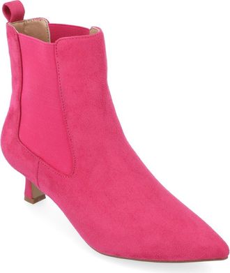 Journee Collection Pointed-Toe Vegan Leather Bootie in Fuchsia at Nordstrom Rack, Size 5.5