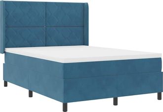 vidaXL Cama Tipo Box Spring Con Tiras Led Azul 160 X 200 Cm Terciopelo Vidaxl