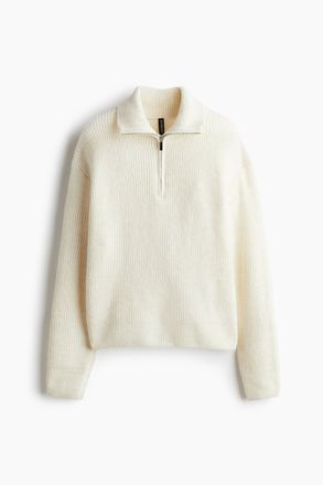 H&M Pullover mit Zipper - Cremefarben