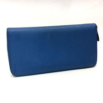 Prada Blue Leather Long Wallet (Bi-Fold) (Pre-Owned)