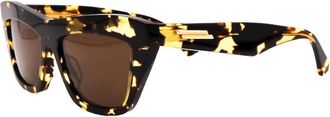 Bottega Veneta Bruine schildpad vierkante zonnebril - Dames - Zonnebrillen - Veelkleurig - 55 MM - Accessoires