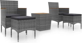 vidaXL Mesa Y Sillas Jard&iacute;n 5 Pzas Rat&aacute;n Sint&eacute;tico Madera Acacia Gris Vidaxl
