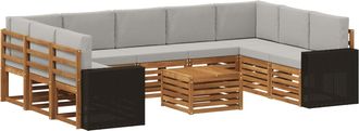vidaXL Conjunto De Sof&aacute;s De Exterior 10 Uds. Natural Y Gris Claro Vidaxl