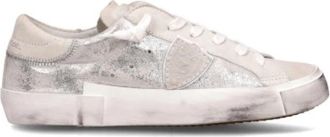Philippe Model Vintage Zilveren Leren Lage Sneakers - Dames - Sneakers - Grijs - 39 EU - Leer - Schoenen
