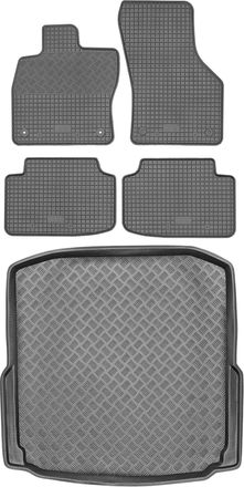 OEM Juego De Alfombrillas De Goma Para Skoda Octavia Iii Hatchback A Partir De 2013 + Alfombrilla Para El Maletero
