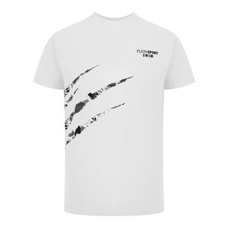Plein Sport Korte Mouwen Scratch Logo T-shirt in Wit