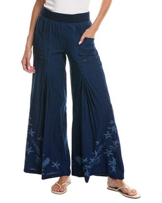 Xcvi Xcvi Printed Jerona Linen-Blend Wide Leg Pant