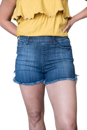 Judy Blue Pull On Dolphin Fray Hem Shorts In Blue