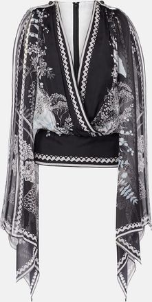 Elie Saab Printed silk chiffon blouse