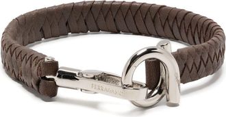 Ferragamo leather bracelet - men - Calf Leather/Brass - One Size - Brown