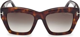 Tom Ford Luna 52mm Gradient Butterfly Sunglasses in Dark Havana Eco /T Logo at Nordstrom