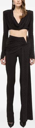 Nissa rhinestone-embellished trousers - women - Polyester/Spandex/Elastane - 36 - Black