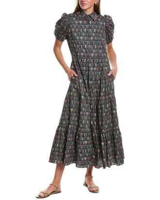 English Factory Print Button Up Maxi Dress
