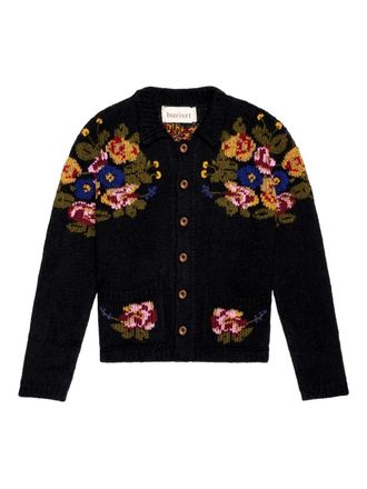 Baziszt floral nissan cardigan - Black