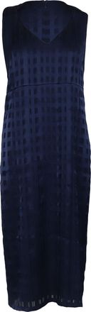 Diane Von F&uuml;rstenberg Diane Von Furstenberg Sleeveless V-Neck Tailored Midi Dress in Blue Rayon