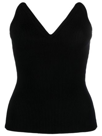 Coperni Ribgebreide bustier top - Zwart