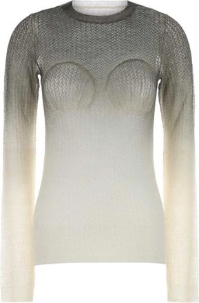 Maison Margiela Wollen Trui met Ronde Hals - Dames - Ronde hals truien - Beige - S - Wol - Truien & Vesten