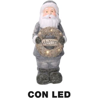 Vacchetti Vacchetti - Led Resina Pap&aacute; Noel Con Guirnalda Gris 21,5x19,5h51 Cm