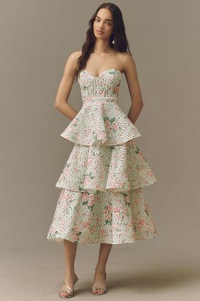 Mac Duggal Strapless Floral Dress